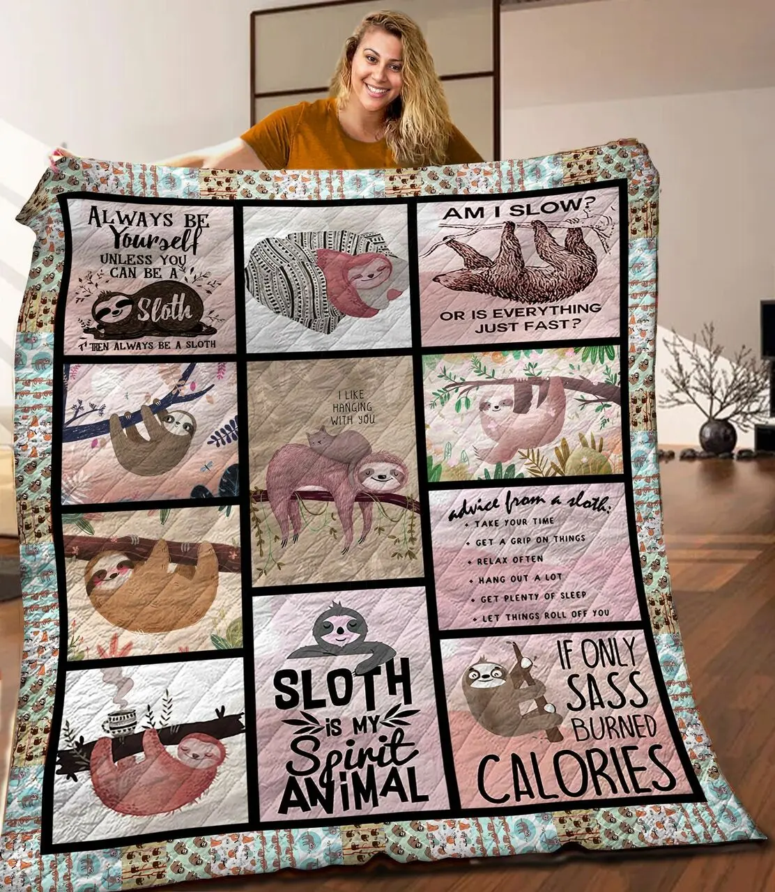 Life Cycle Of Sloth 3D Customized Quilt Mv TUH1631 PLEN2407 and Home Decor