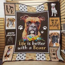 Life Is Better With A Boxer Quilt Blanket Great Customized Blanket Gifts For Birthday Christmas Thanksgiving and Home Decor