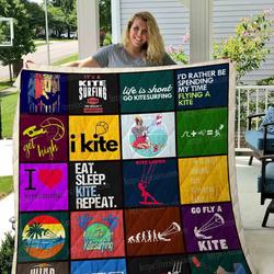 Life Is Short Go Kitesurfing Quilt Blanket Great Customized Blanket Gifts For Birthday Christmas Thanksgiving and Home Decor