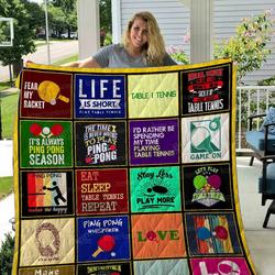 Life Is Short Play Table Tennis Quilt Blanket Great Customized Blanket Gifts For Birthday Christmas Thanksgiving and Home Decor