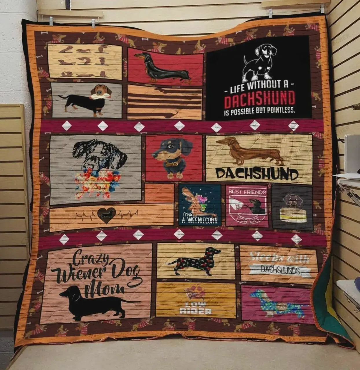 Life Without A Dachshund Is Possible But Pointless Quilt Blanket Great Customized Blanket Gifts For Birthday Christmas Thanksgiving and Home Decor