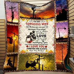 Lineman To My Gorgeous Wife 3D Clh0511447Q Quilt Blanket and Home Decor
