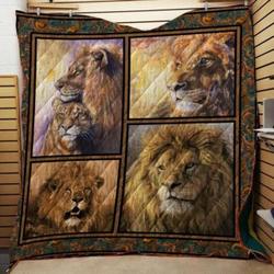 Lion Picture Collection Quilt Blanket Great Customized Blanket Gifts For Birthday Christmas Thanksgiving and Home Decor