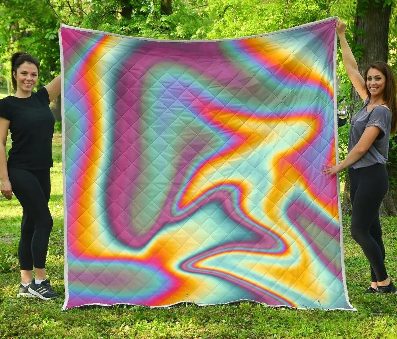 Liquid Holographic Trippy Cl17100364Mdq Quilt Blanket and Home Decor