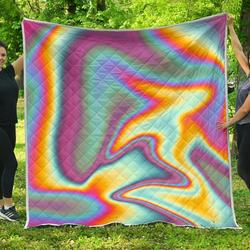 Liquid Holographic Trippy Cl17100364Mdq Quilt Blanket and Home Decor