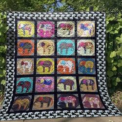 Little Elephants Quilt Blanket Tm99  Quilt and Home Decor