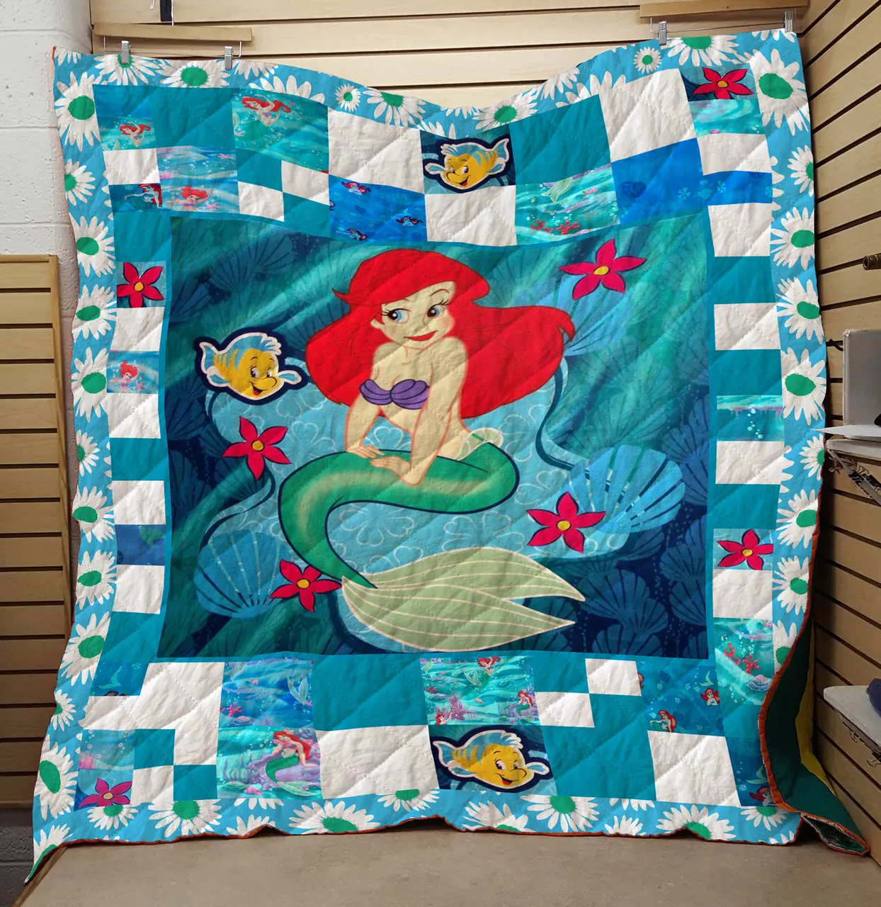Little Mermaid Fabric Quilt Blanket and Home Decor