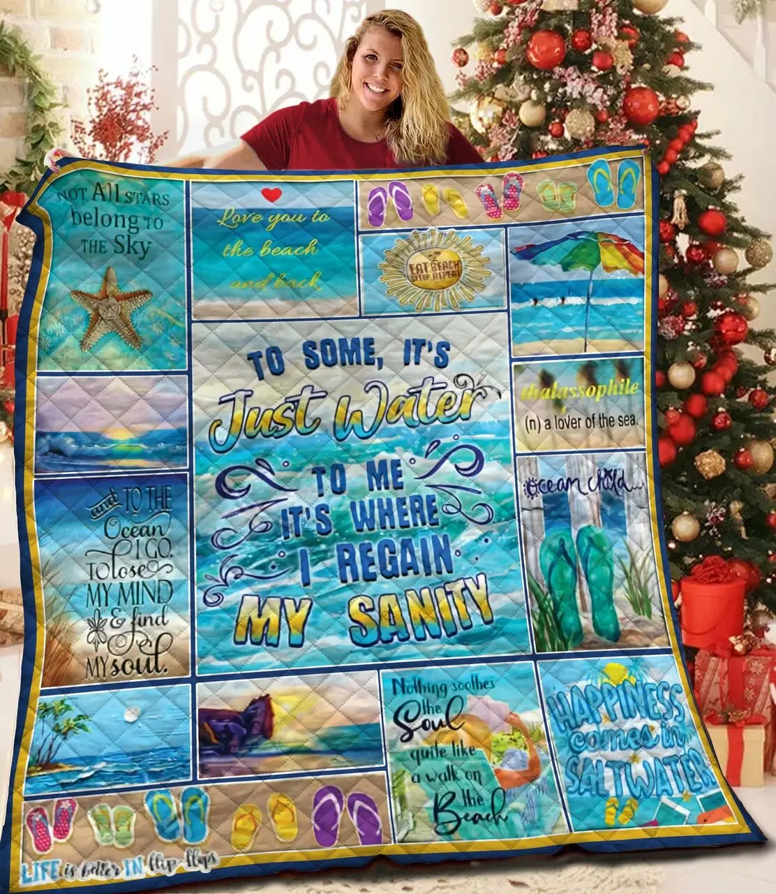 Live Love Beach Quilt Jkw and Home Decor