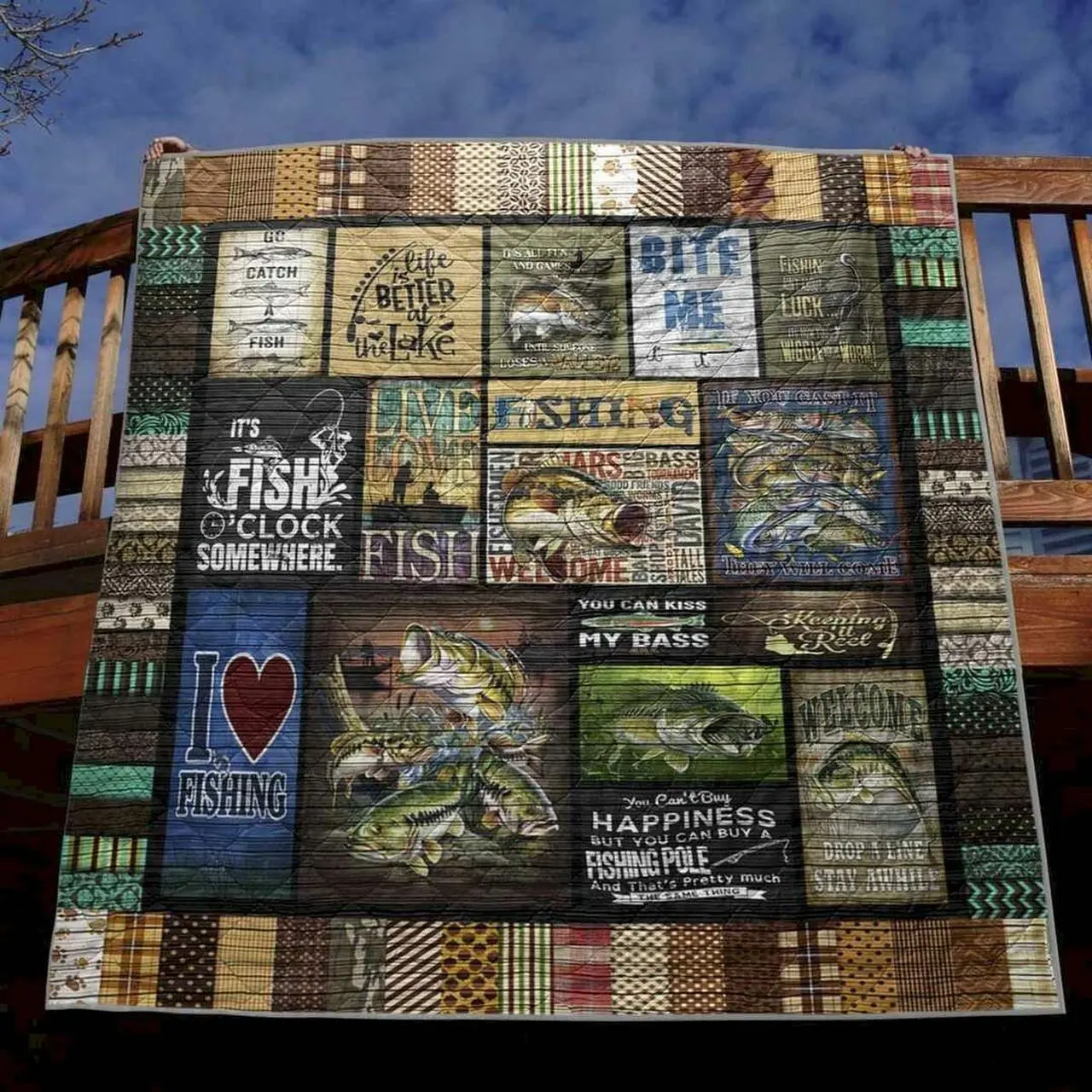 Live Love Fish Hur Quilt Cysiur and Home Decor