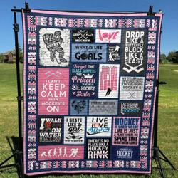 Live Love Hockey Quilt Blanket No96  Quilt and Home Decor