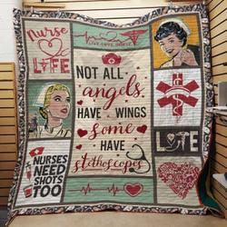 Live Love Nurse Some Have Stethoscopes Quilt Blanket Great Customized Gifts For Birthday Christmas Thanksgiving Perfect Gifts For Nurse and Home Decor