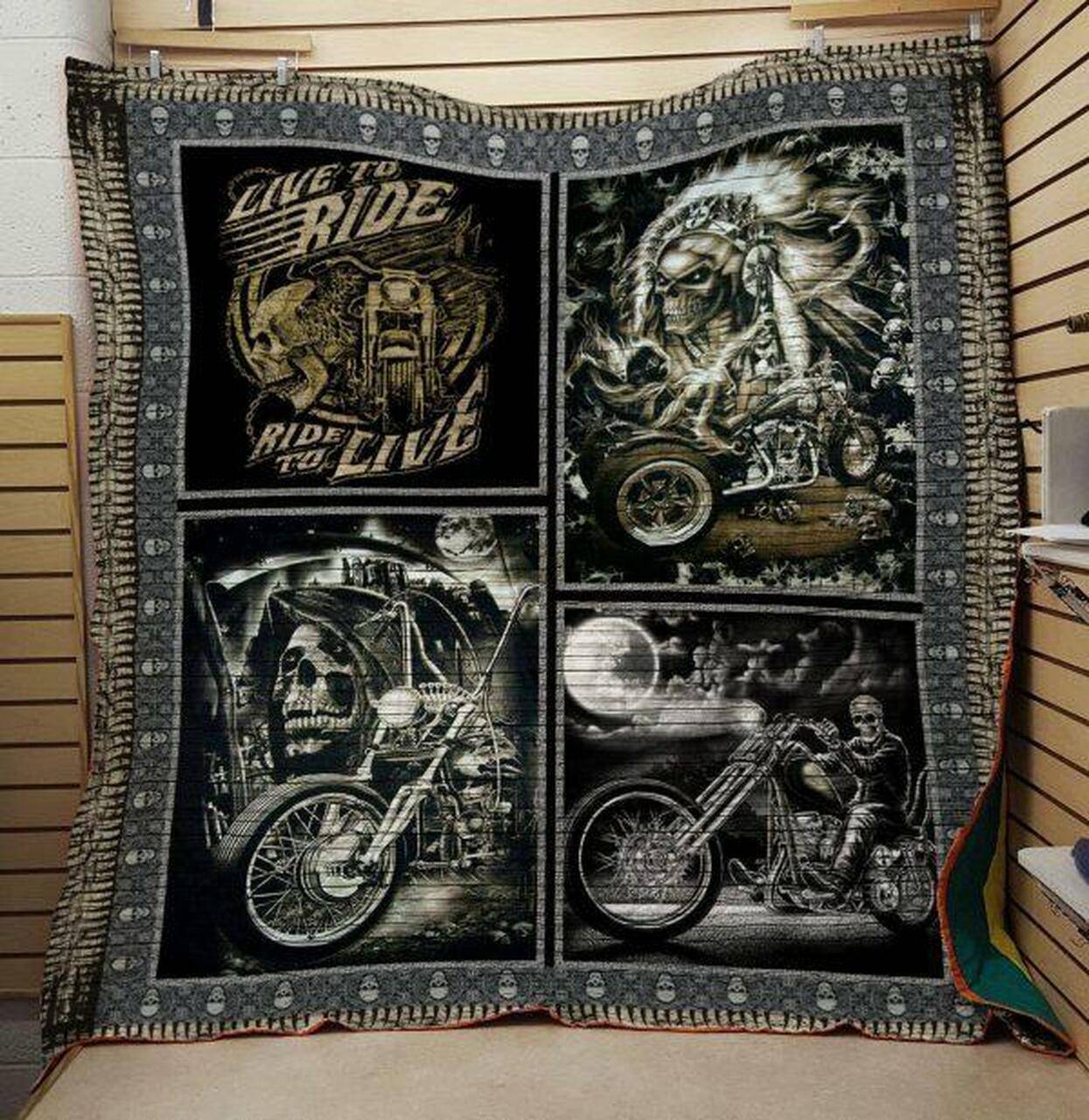 Live To Ride Motorcylces Quilt Blanket Quilt and Home Decor