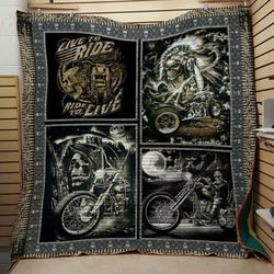 Live To Ride Motorcylces Quilt Blanket  Quilt and Home Decor
