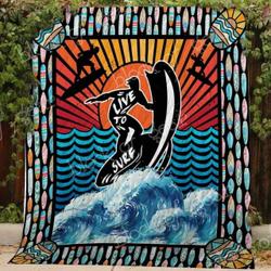 Live To Surf Blanket Kc1807 Quilt and Home Decor