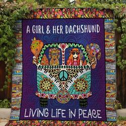 Living Life In Peace Dachshund Quilt and Home Decor