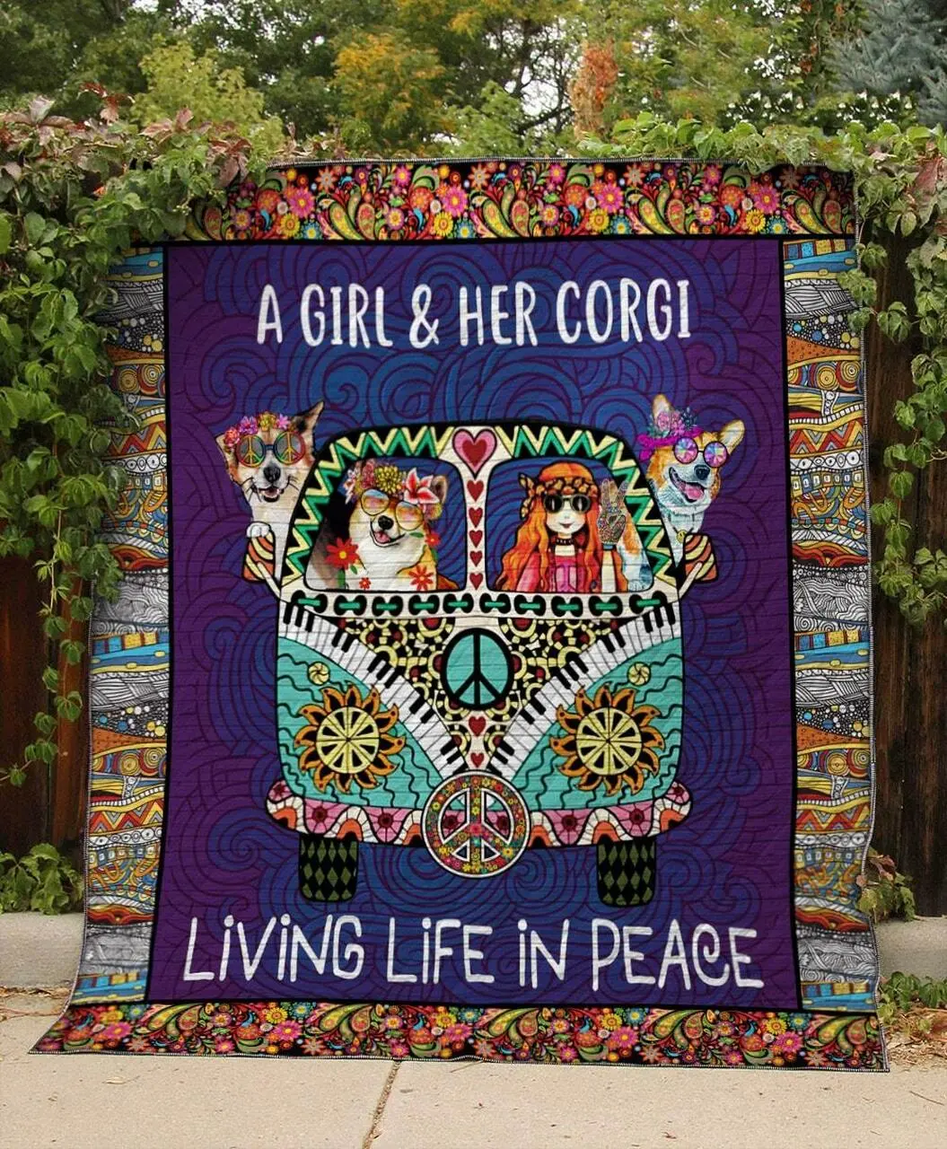 Living Life In Place Corgi Quilt and Home Decor