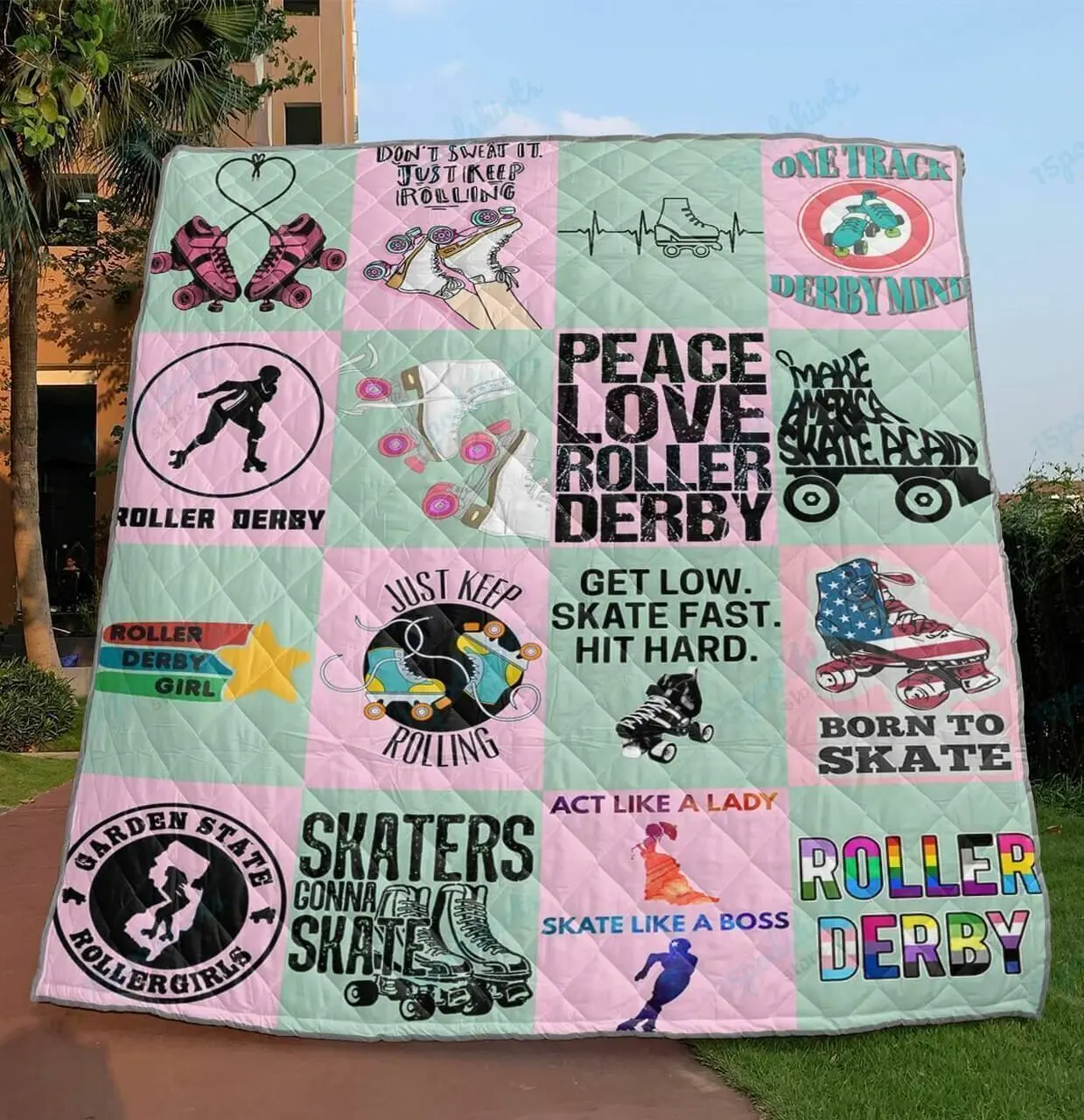 Ll Skating Quilt Blanket and Home Decor