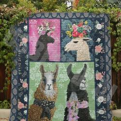 Llama Floral Llama Bl Cla18120564Q Quilt Blanket and Home Decor