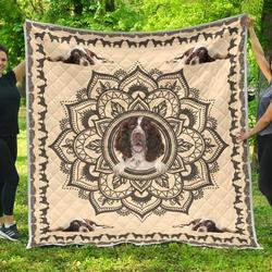 Ln English Springer Spaniel Pattern Quilt Euw and Home Decor