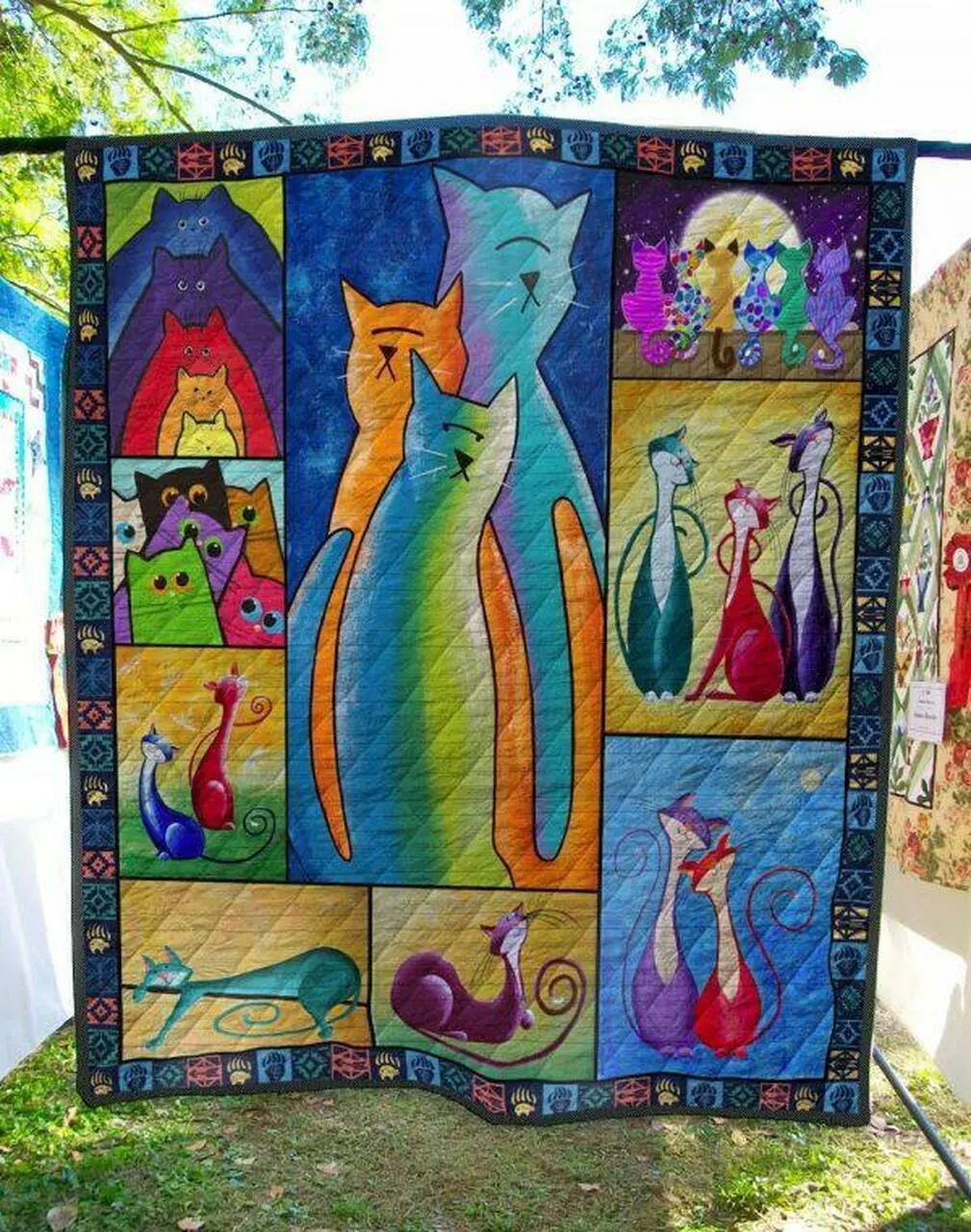 Long Tail Cat Quilt Blanket Quilt and Home Decor
