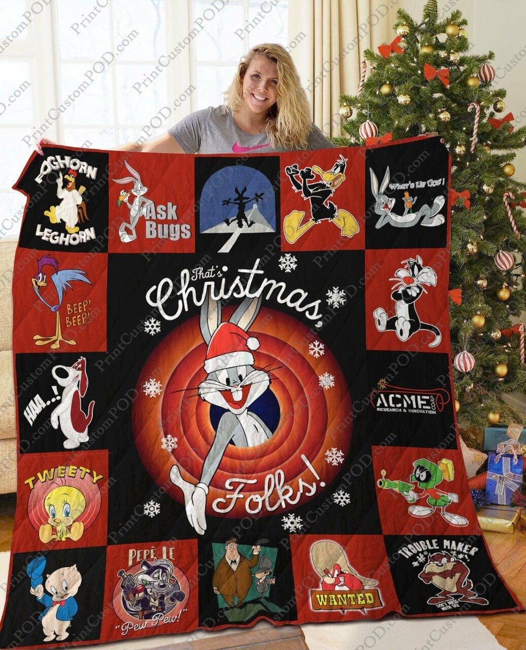 Looney Tunes Christmas Quilt Blanket and Home Decor