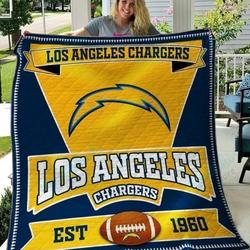 Los Angeles Chargers Quilt Blanket 04 and Home Decor