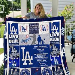 Los Angeles Dodgers - To My Grandson - Love Grandpa Quilt and Home Decor