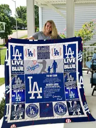 Los Angeles Dodgers - To My Son - Love Dad Quilt and Home Decor