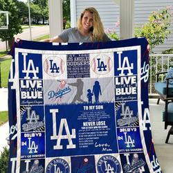 Los Angeles Dodgers - To My Son - Love Mom Quilt and Home Decor