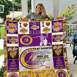 Los Angeles Lakers - To My Daughter - Love Dad Quilt and Home Decor