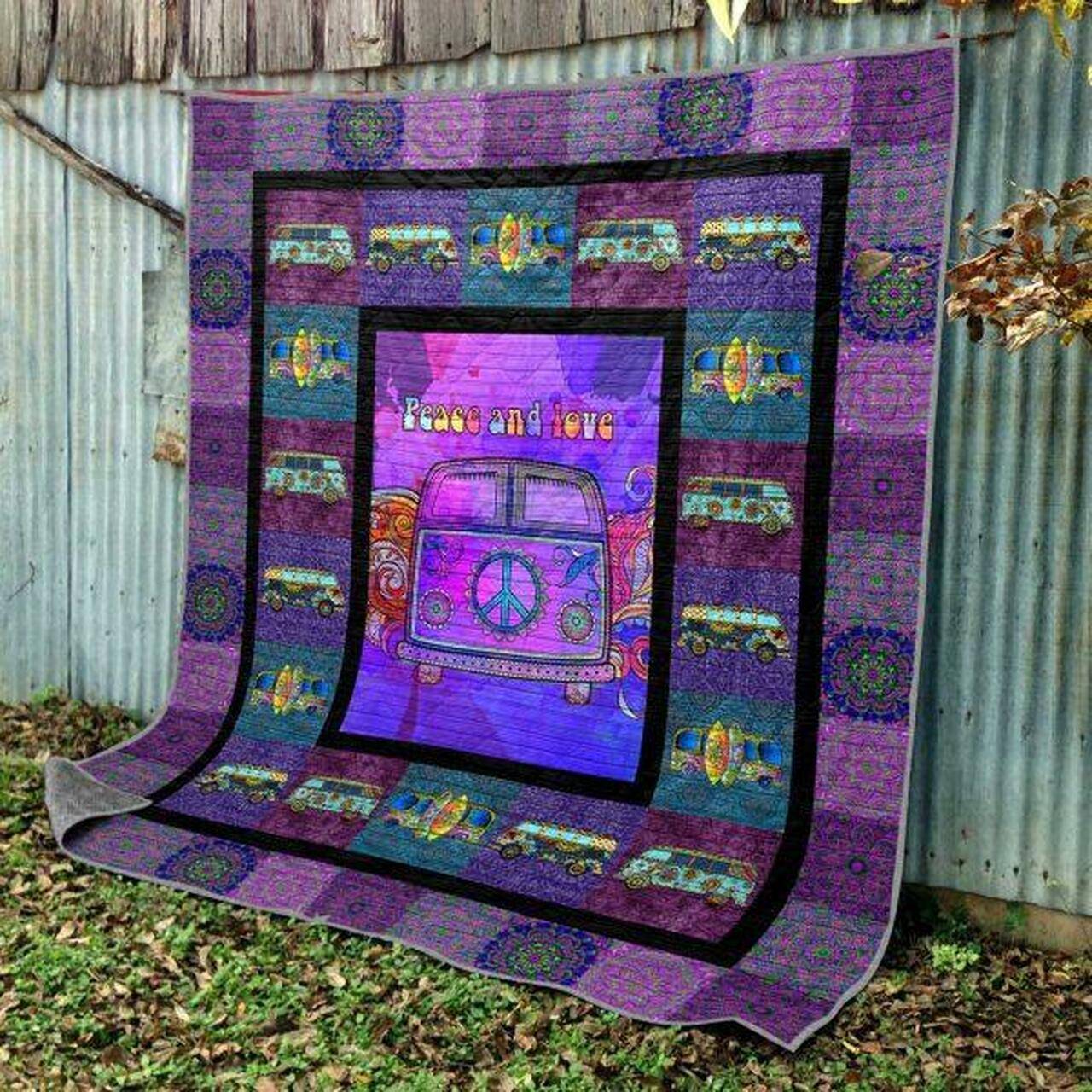 Love And Peace Quilt Blanket No96 Quilt and Home Decor