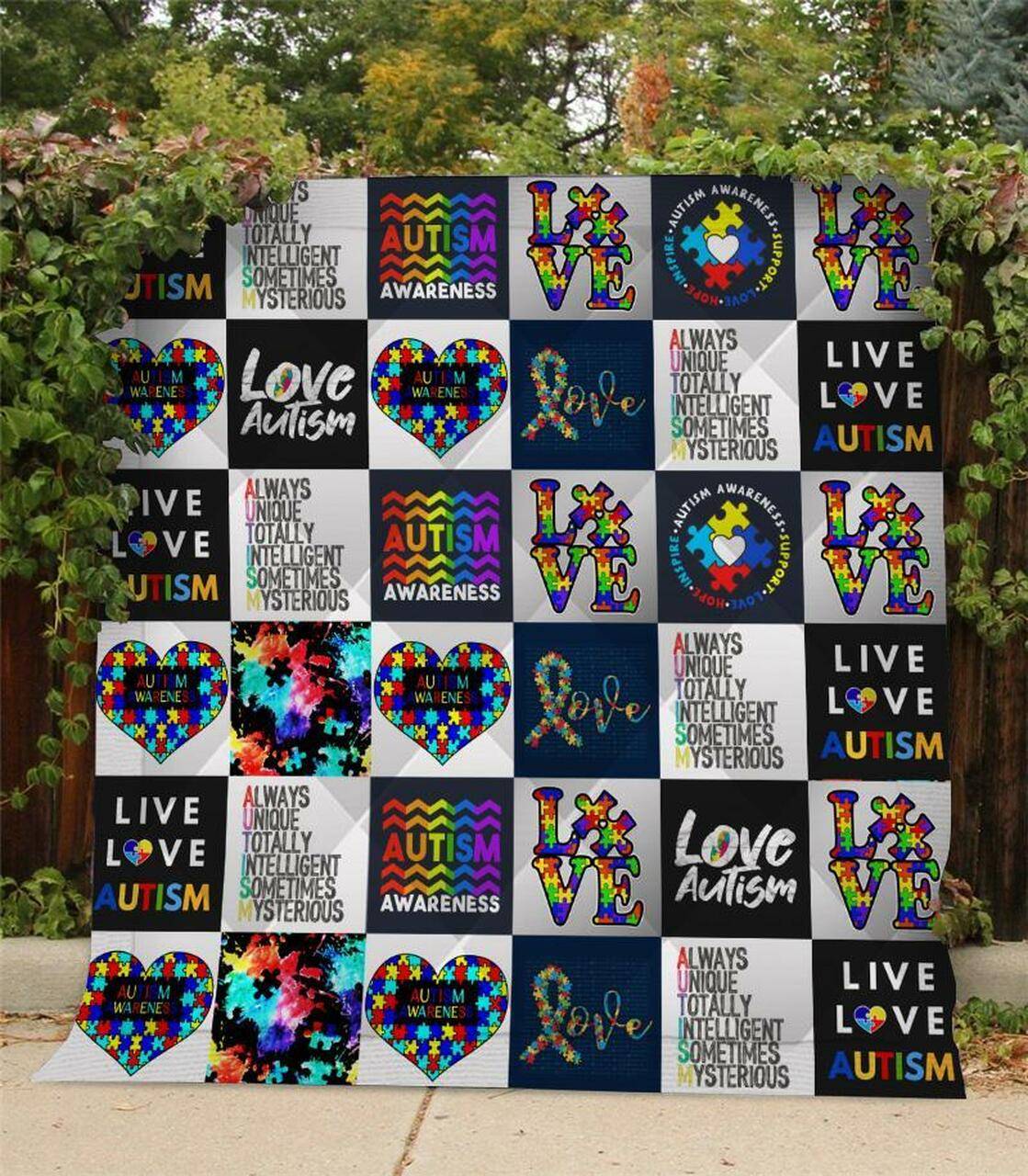 Love Autism Summer Quilt Blanket and Home Decor