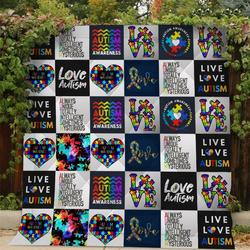 Love Autism Summer Quilt Blanket and Home Decor