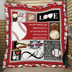 Love Baseball Quilt Blanket Ver 4  Quilt and Home Decor