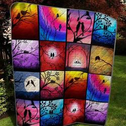 Love Couple Bird On The Tree Quilt Blanket  Quilt and Home Decor