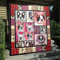 Love Frenchie Quilt Blanket Vh09  Quilt and Home Decor