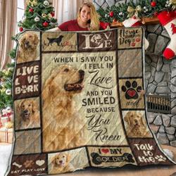 Love Golden V1 QE 3D Customized Quilt and Home Decor