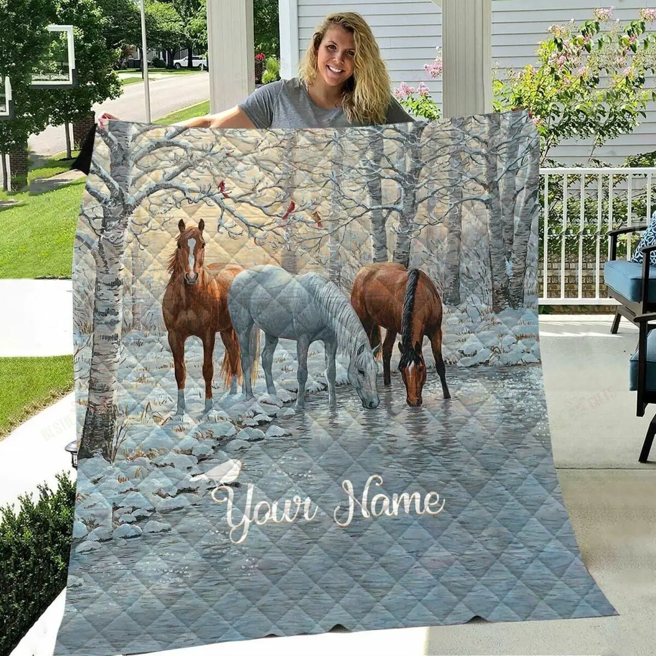 Love Horse Like Quilt Blanket and Home Decor