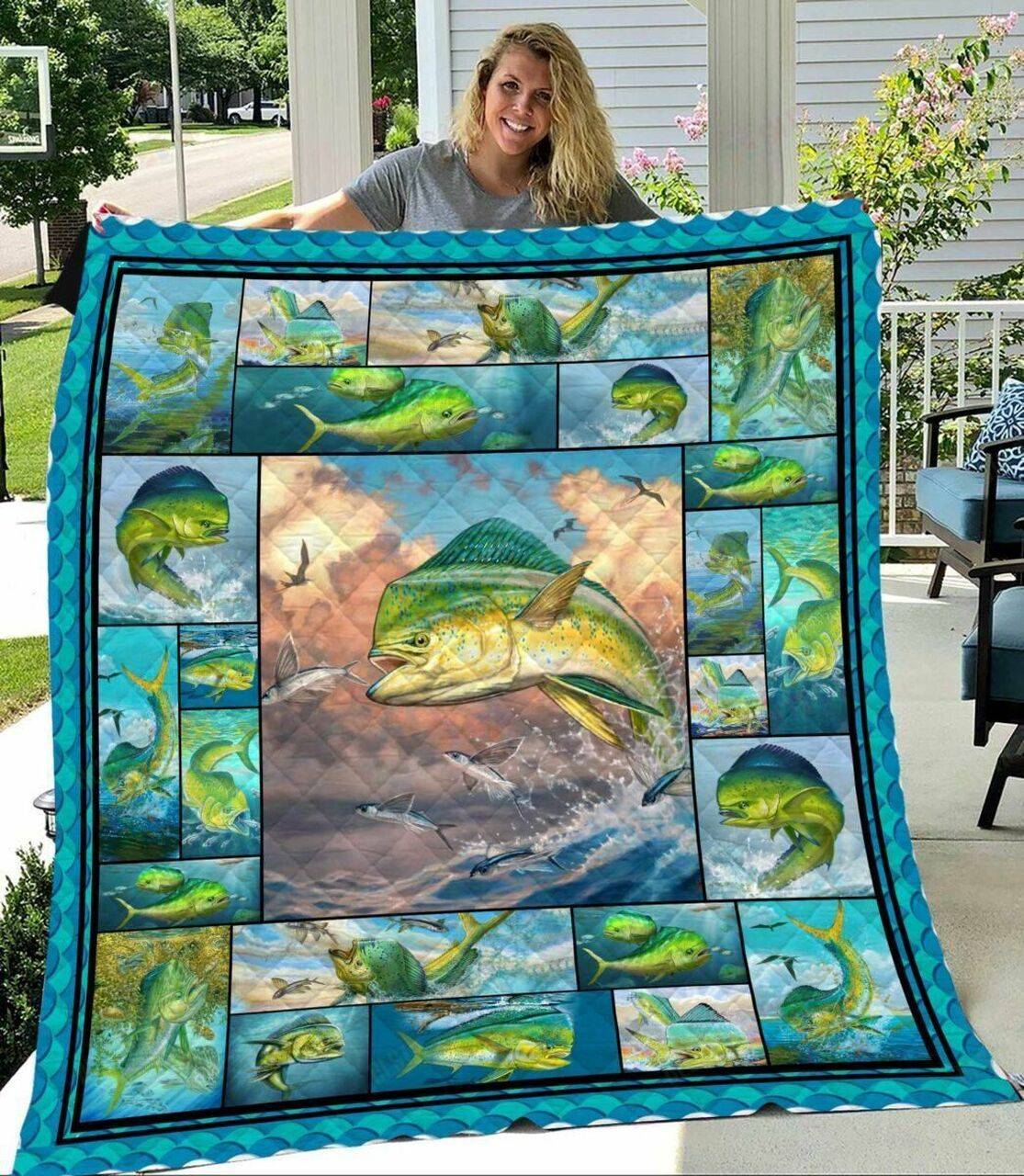 Love Mahi Mahi Fishing Like Quilt Blanket and Home Decor