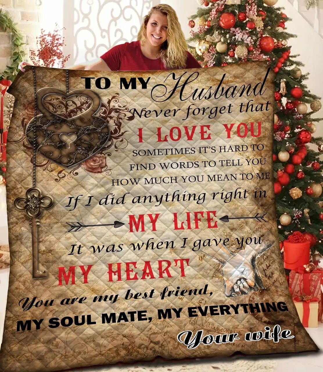 Love Message My Dear Husband Quilt Egq and Home Decor