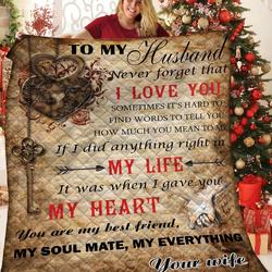 Love Message My Dear Husband Quilt Egq and Home Decor