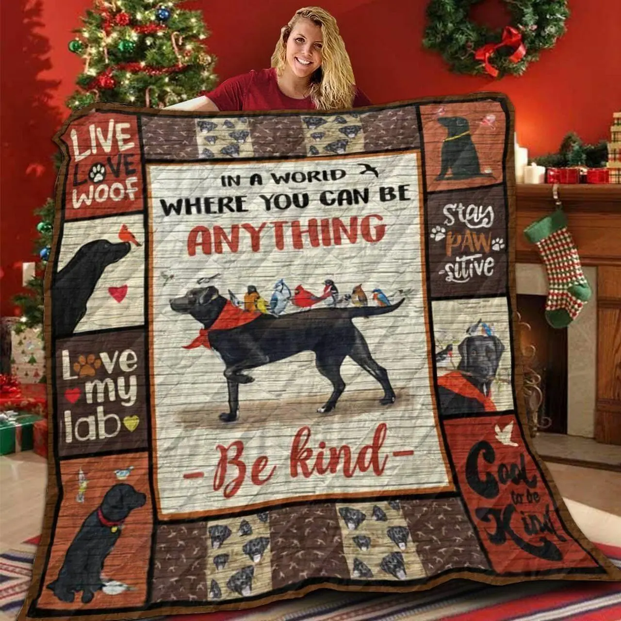 Love My Black Labrador V1 QE 3D Customized Quilt and Home Decor