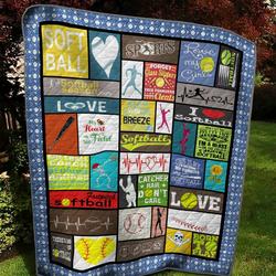 Love My Softball Girls Quilt Blanket Great Customized Blanket Gifts For Birthday Christmas Thanksgiving and Home Decor
