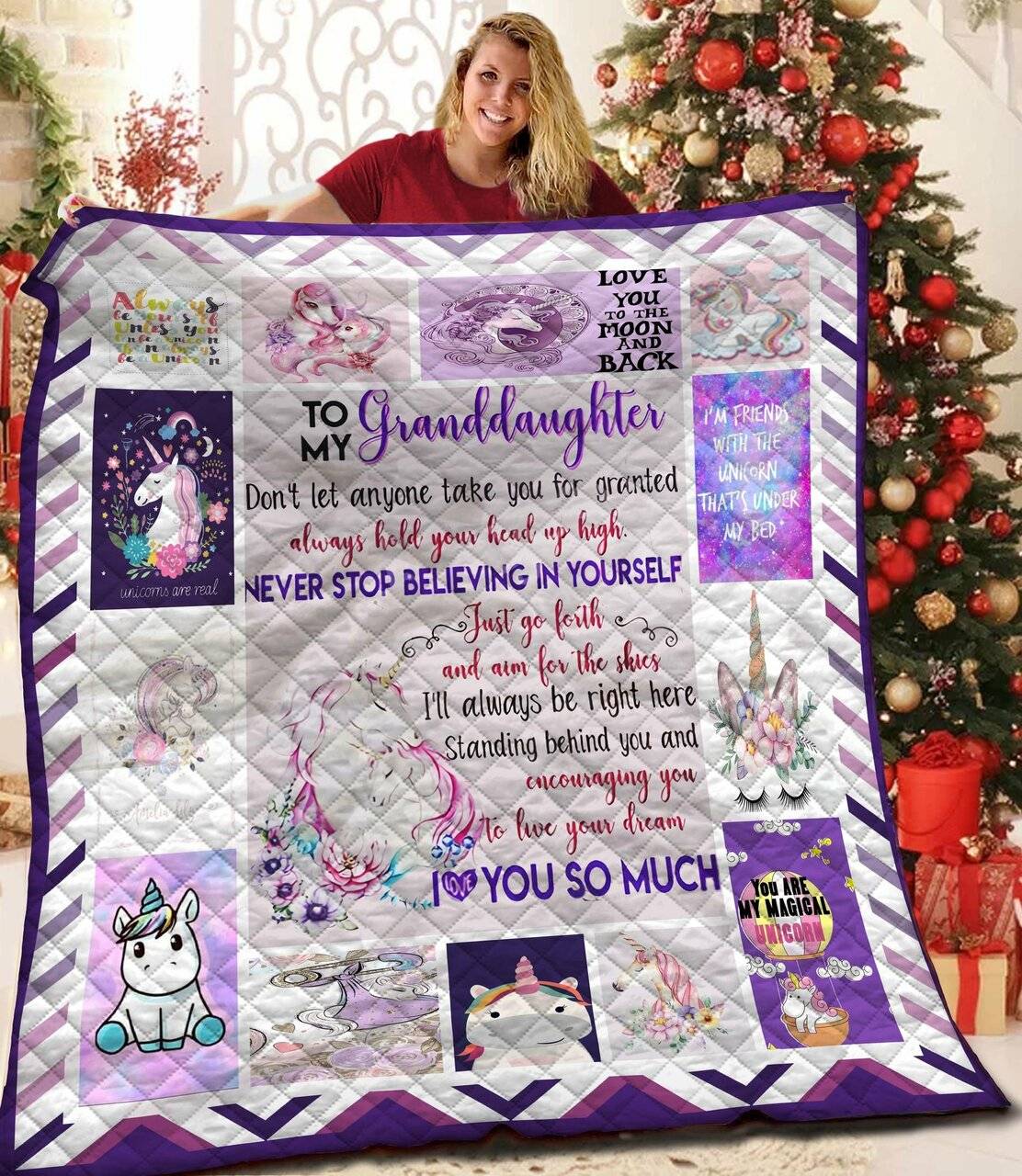 Love My Unicorn Granddaughter Nana Quilt Eei and Home Decor