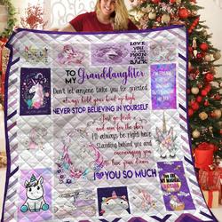 Love My Unicorn Granddaughter Nana Quilt Eei and Home Decor