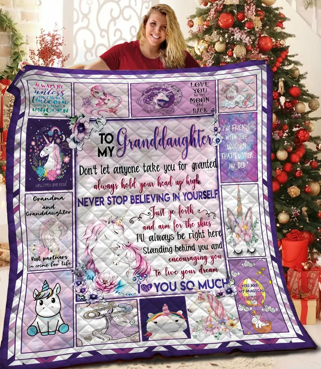 Love My Unicorn Granddaughter Quilt Edy and Home Decor