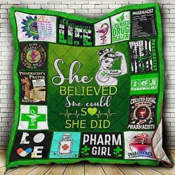 Love Pharm Girl Pharmacist Quilt Edj and Home Decor