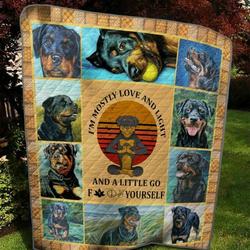 Love Rottweiler Quilt Blanket  Quilt and Home Decor