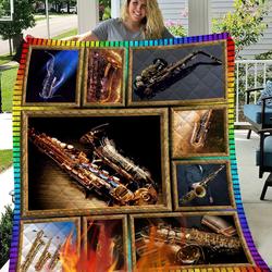Love Saxophone Like Quilt Blanket and Home Decor
