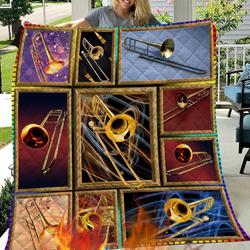 Love Trombone Like Quilt Blanket and Home Decor